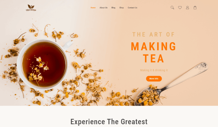 14 Templat WooCommerce minimalis untuk toko modern 3 Tea shop