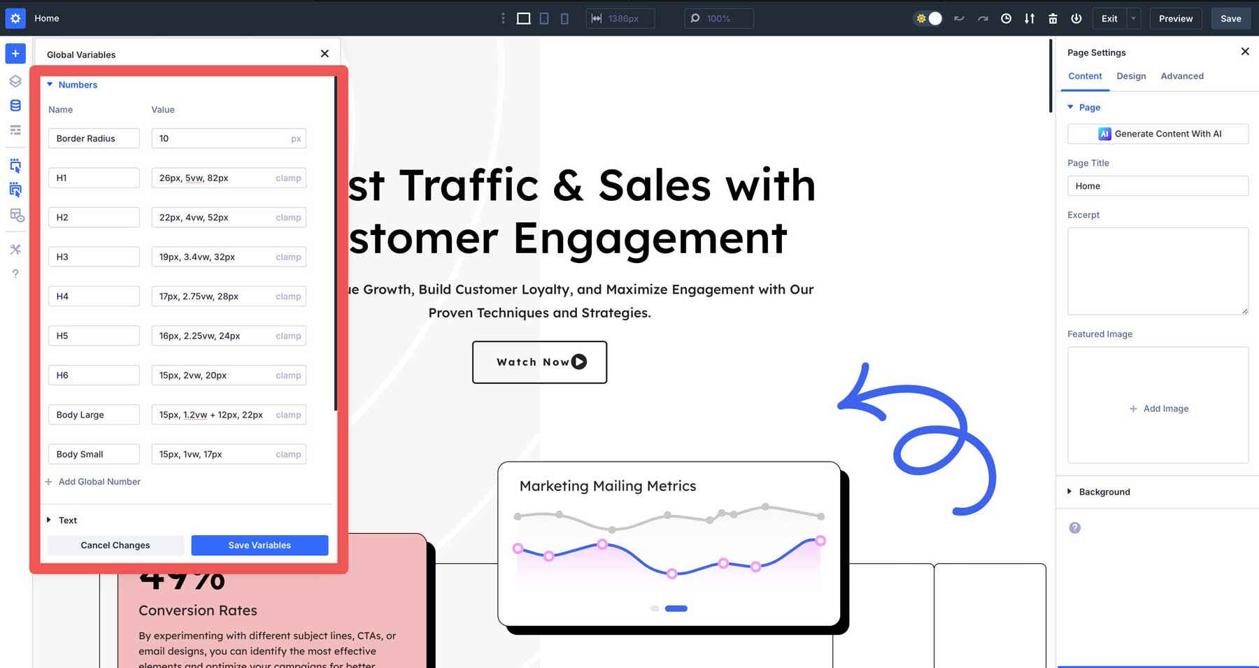 Zahlenvariablen in Divi 5