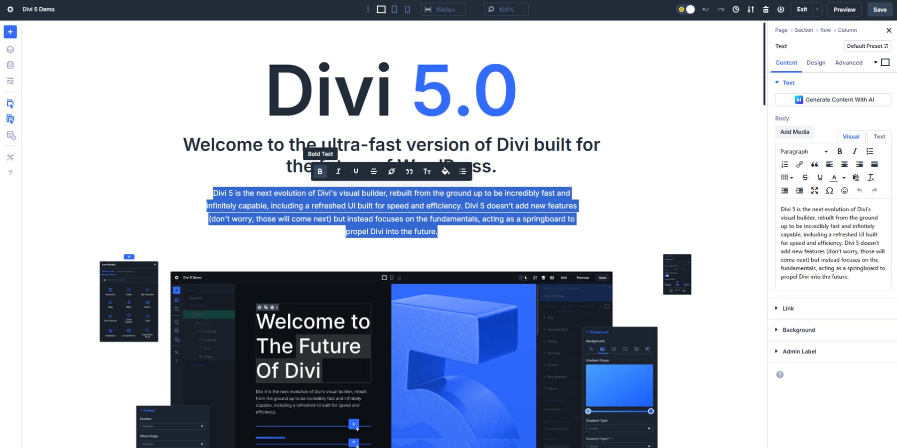 Ein Screenshot der Text -Styling -Optionen von Divi 5