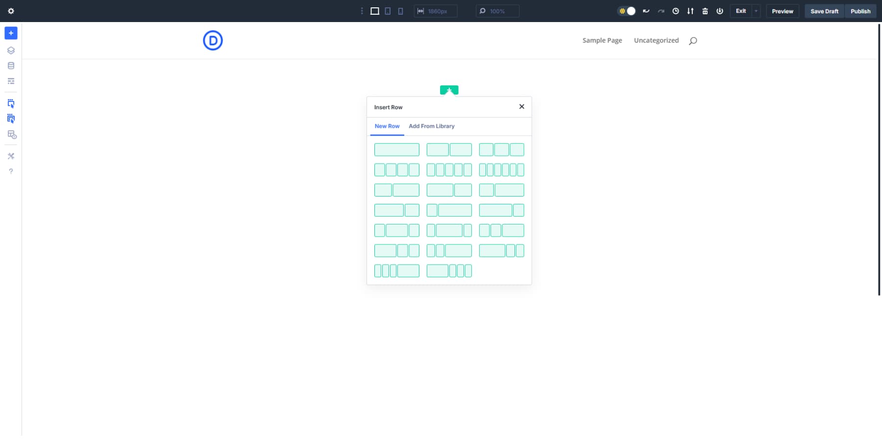 Ein Screenshot zum Hinzufügen von Zeilen in Divi 5