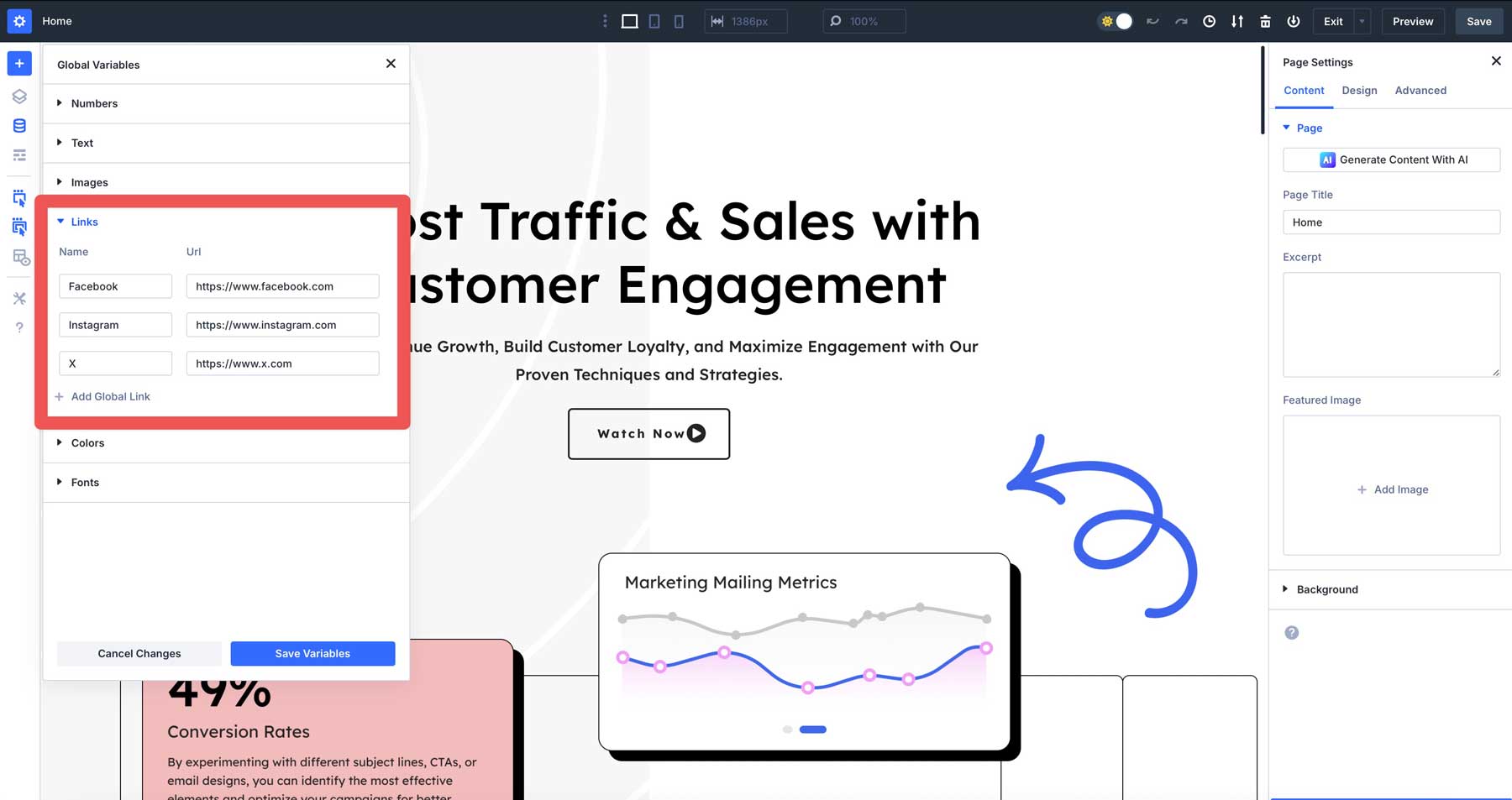 Verbindungsvariablen in Divi 5