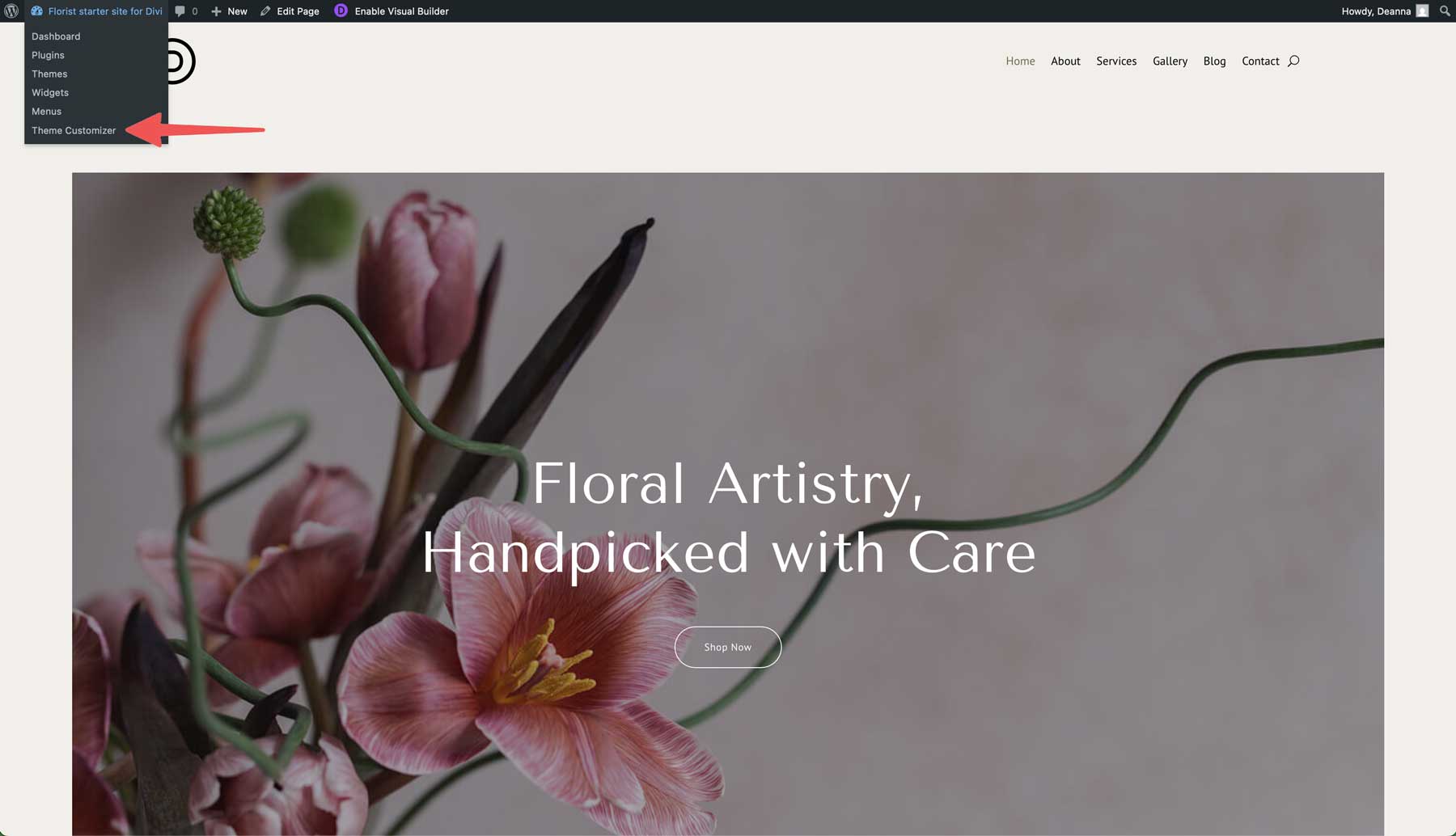 Site de pornire florară pentru Divi