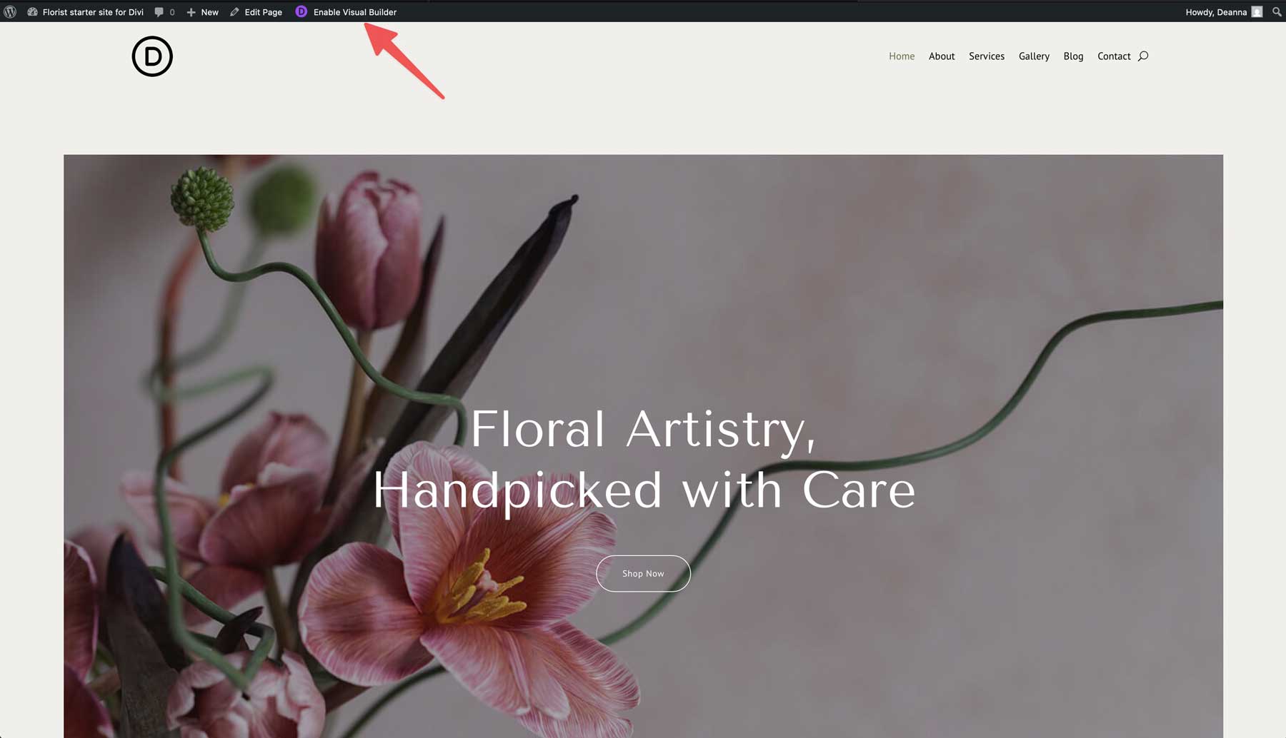 Site de pornire florară pentru Divi