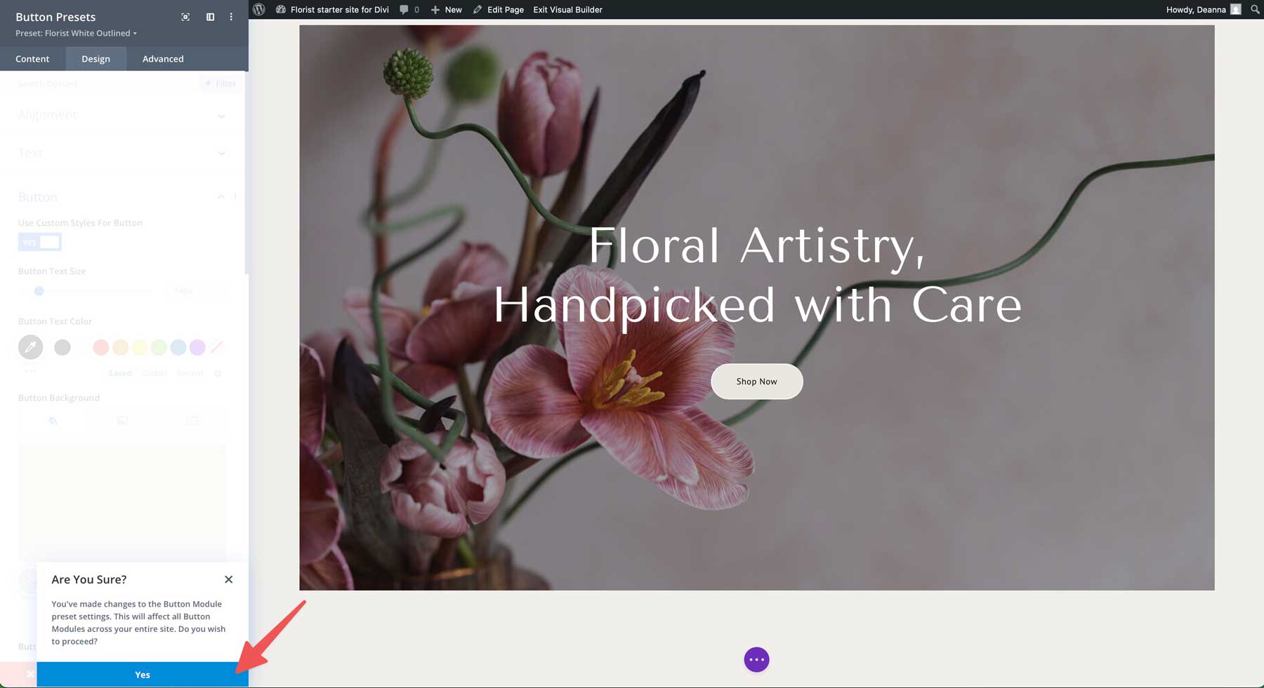 Site de pornire florară pentru Divi