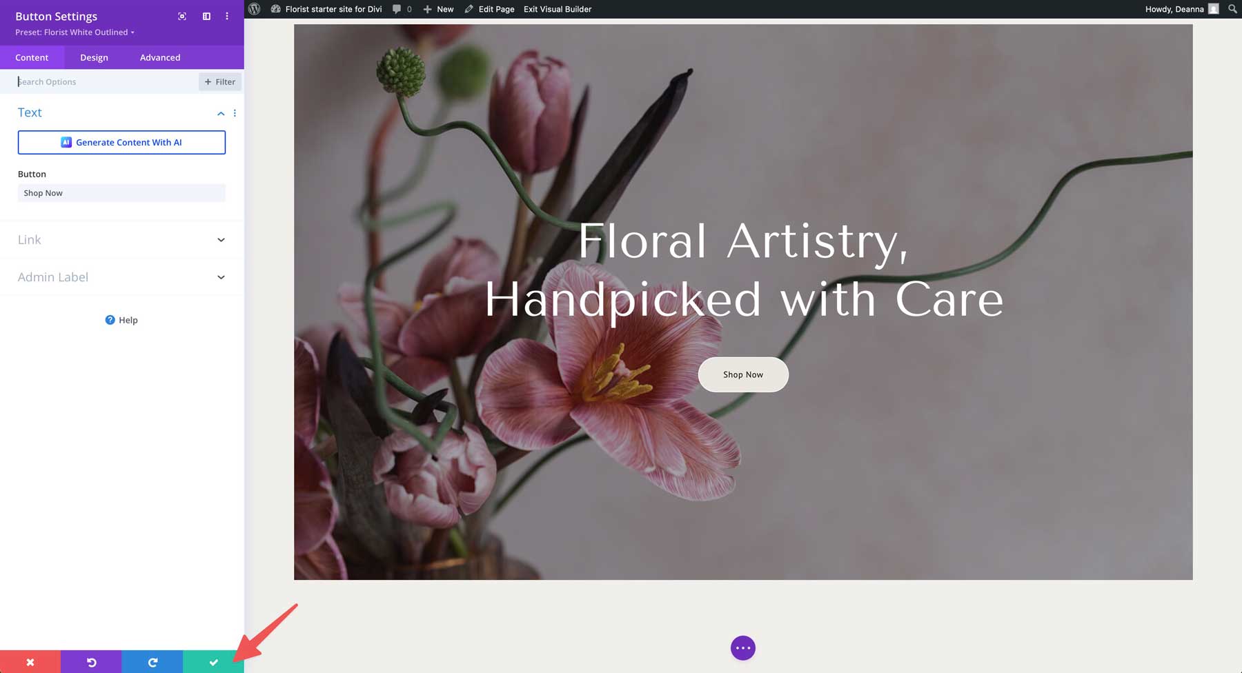 Site de pornire florară pentru Divi