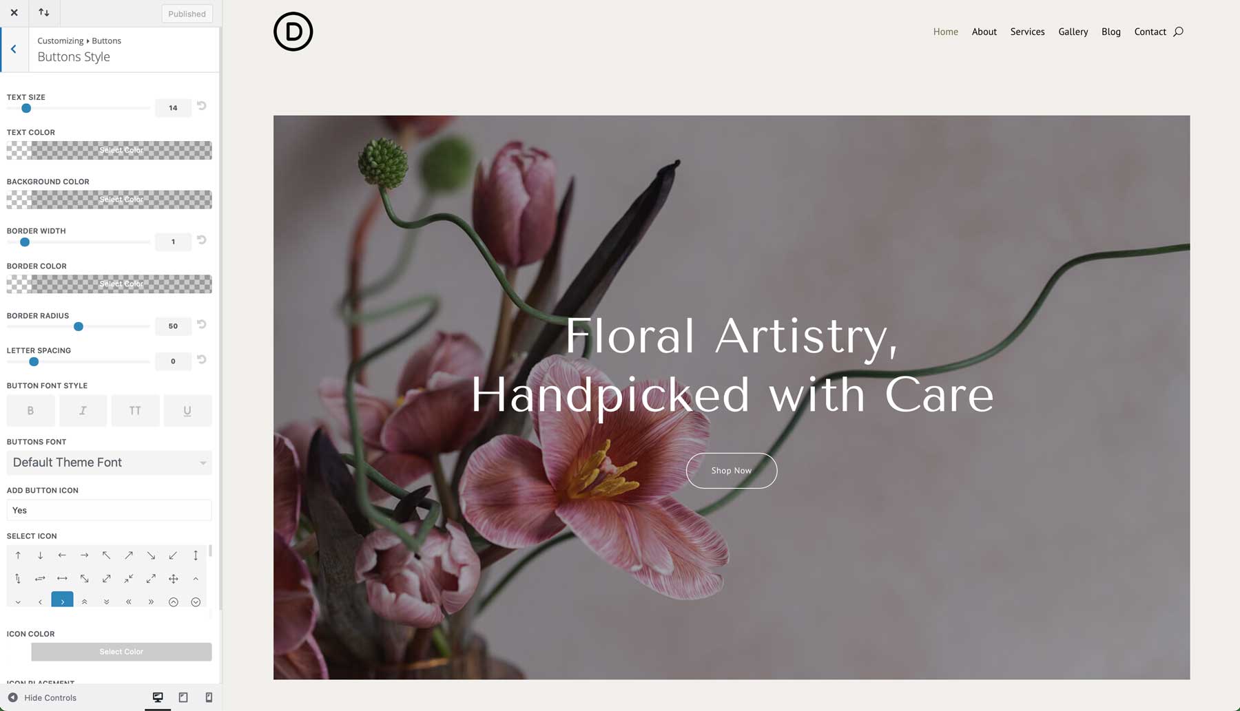 Site de pornire florară pentru Divi
