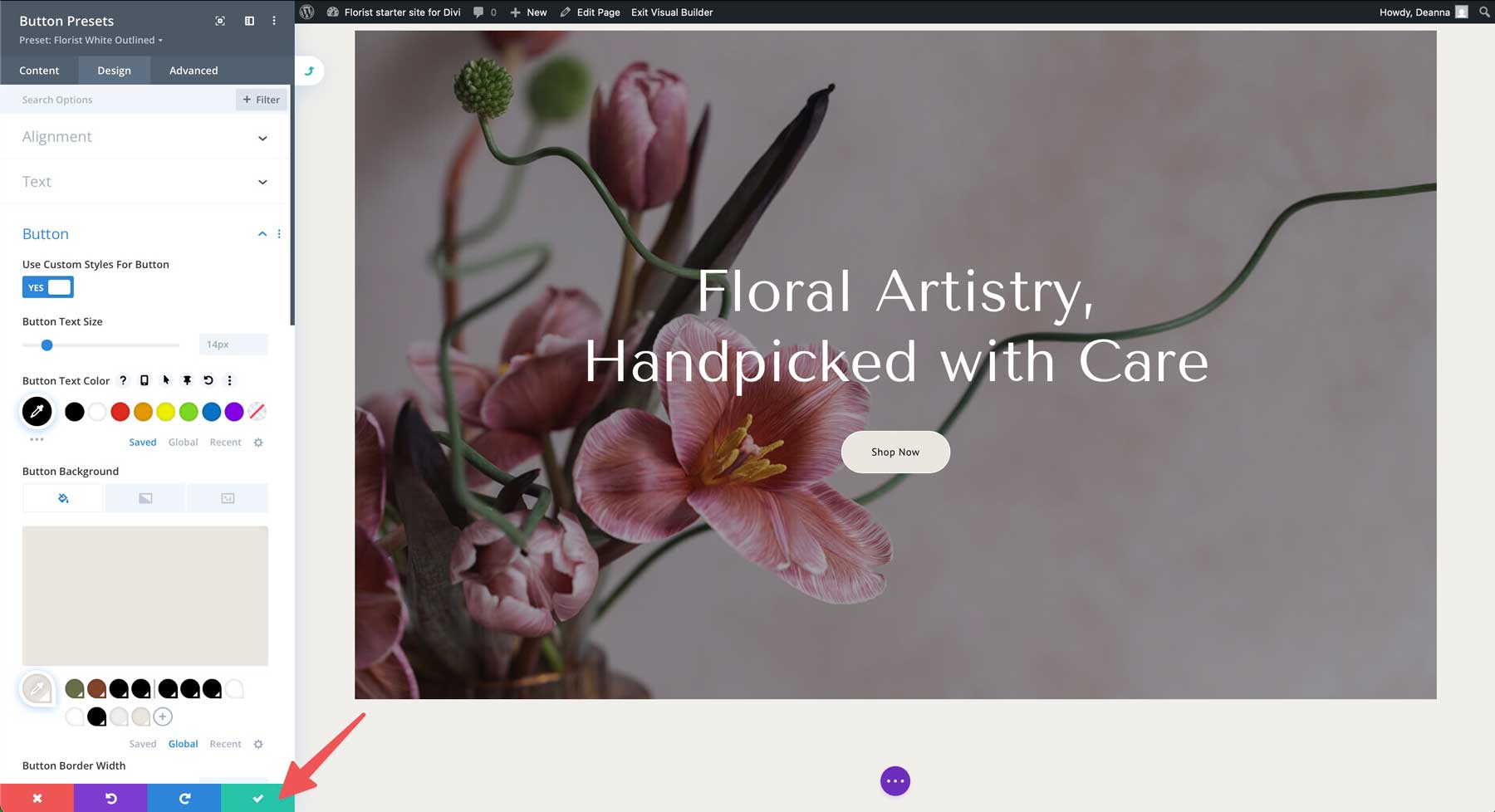 Site de pornire florară pentru Divi