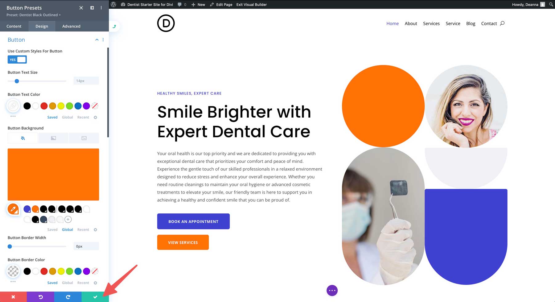 Sito di avviamento del dentista per Divi