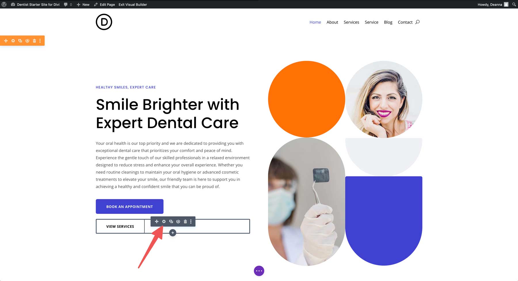 Sito di avviamento del dentista per Divi