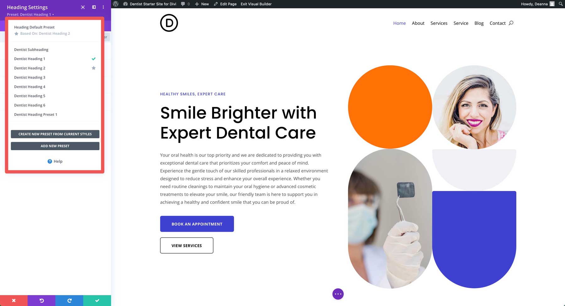 Sito di avviamento del dentista per Divi