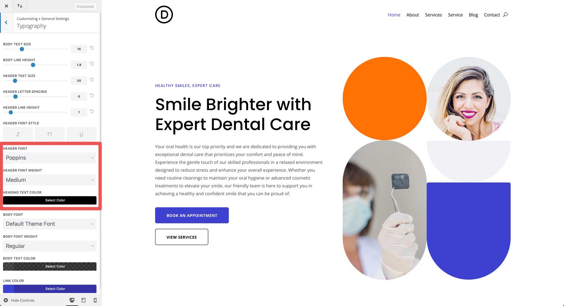 Sito di avviamento del dentista per Divi