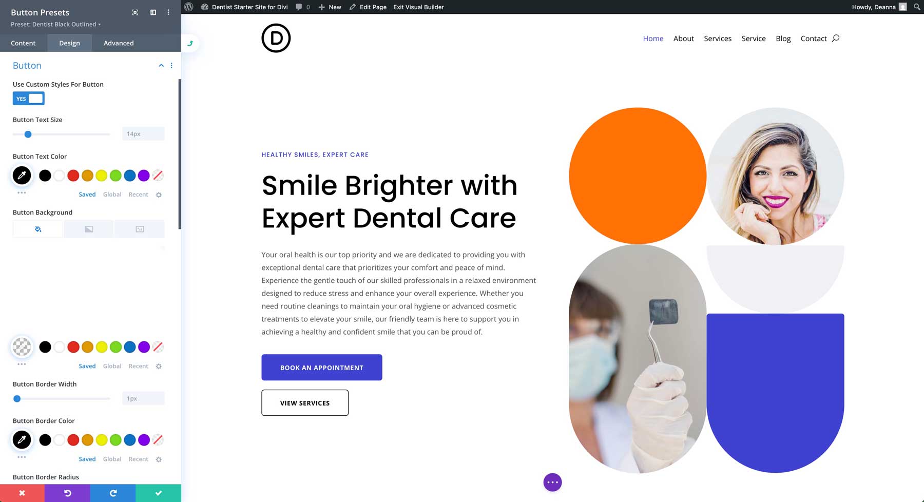 Sito di avviamento del dentista per Divi