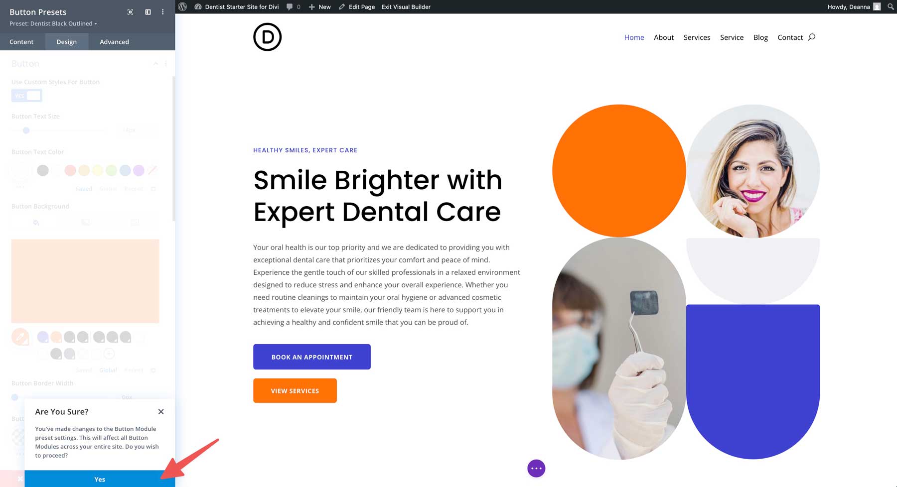 Sito di avviamento del dentista per Divi