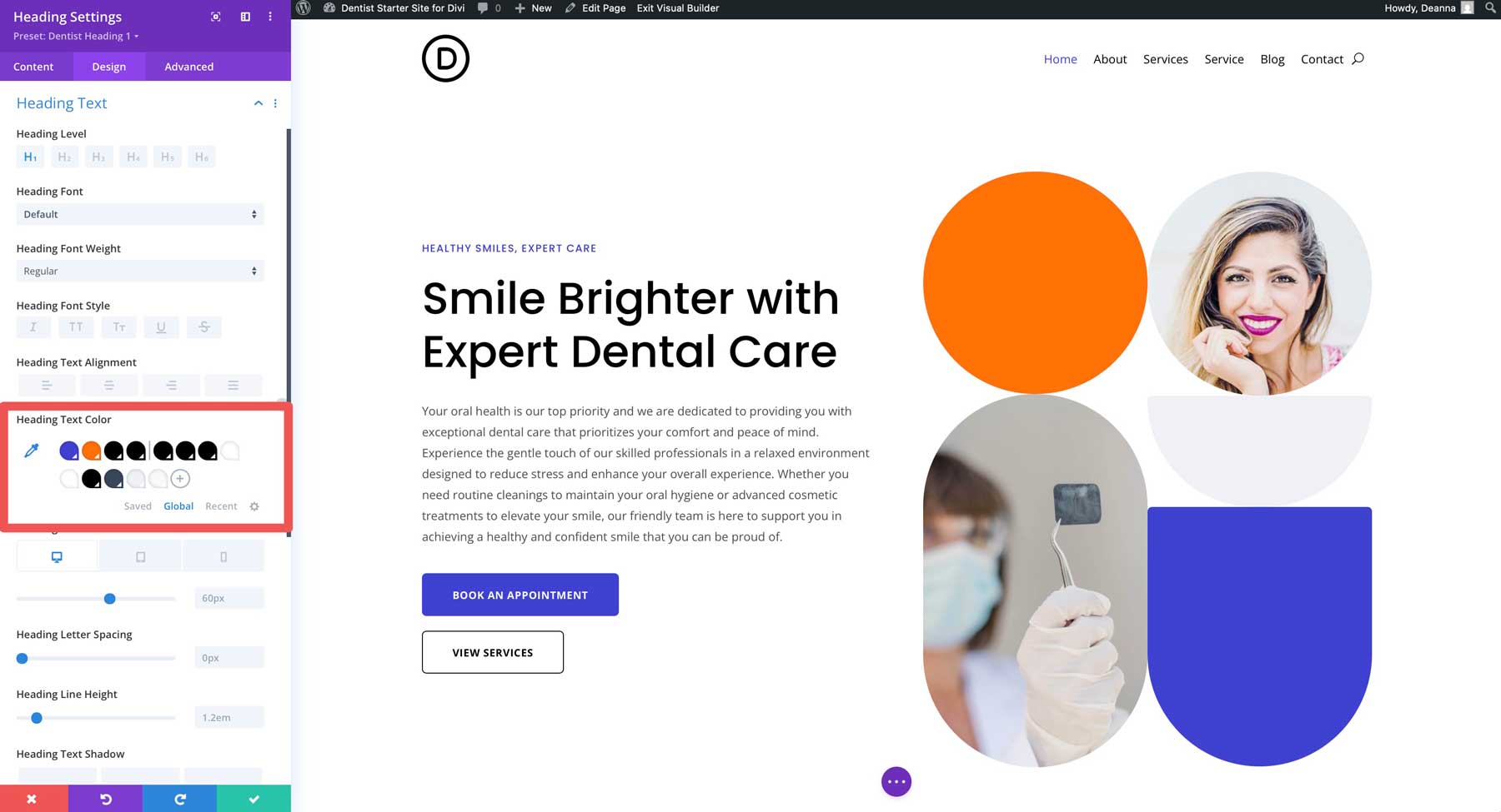 Sito di avviamento del dentista per Divi