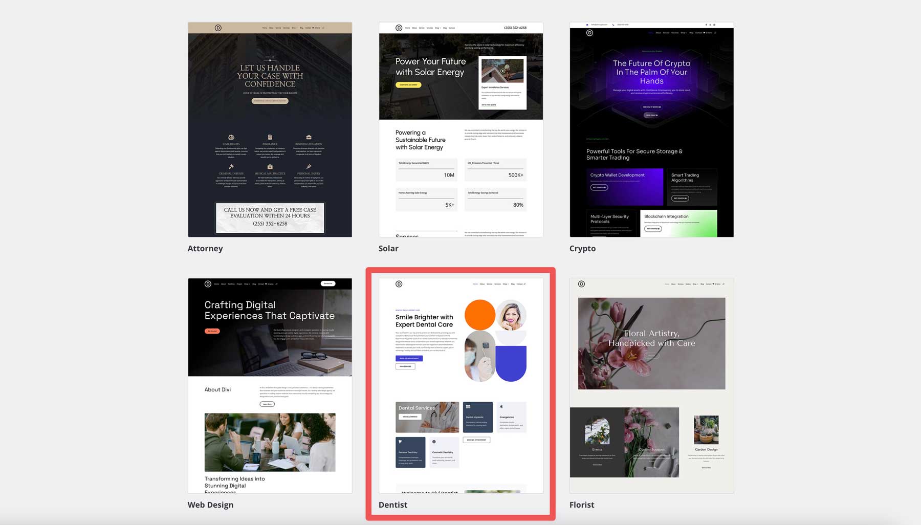 Sito di avviamento del dentista per Divi