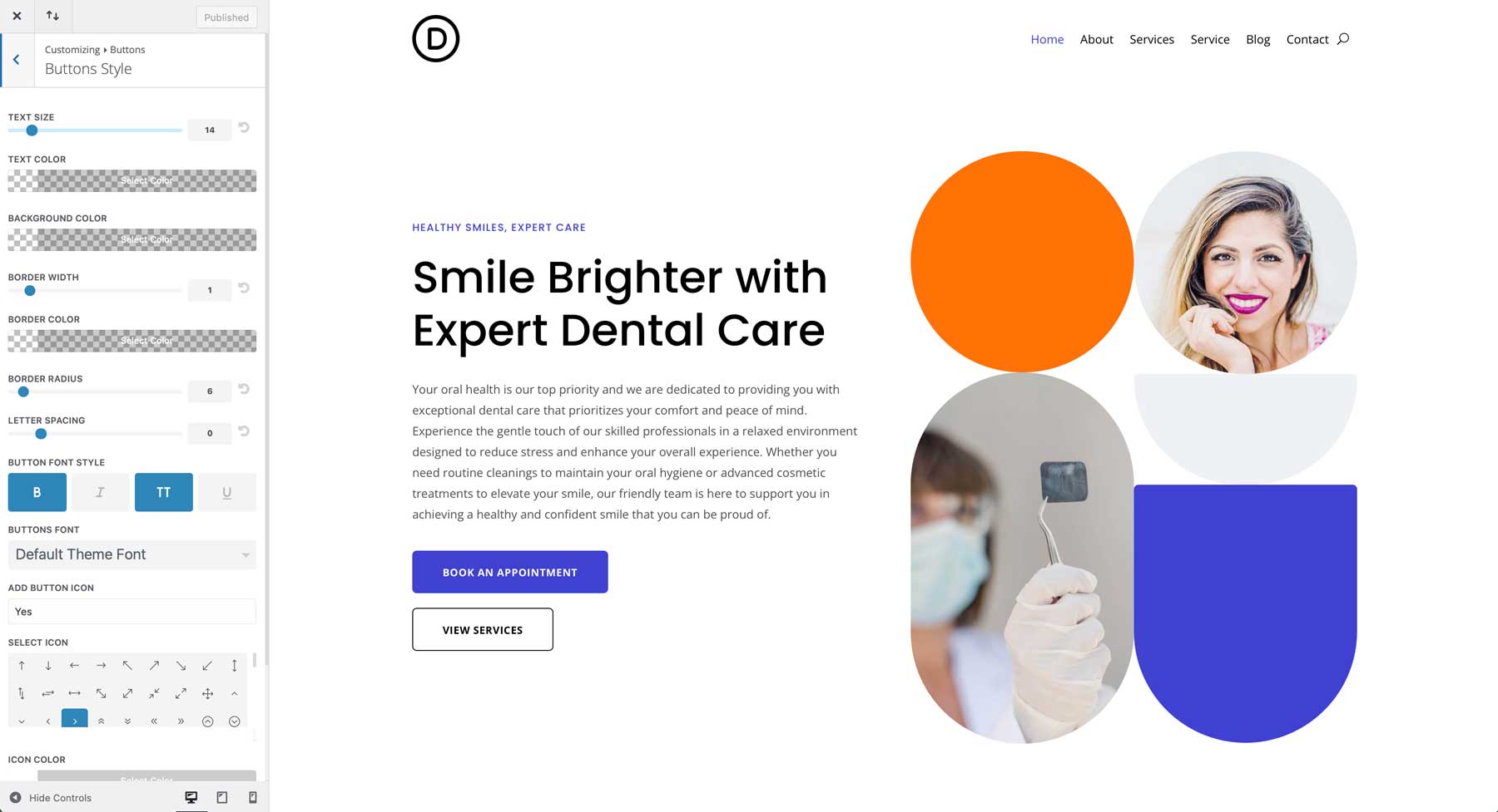 Sito di avviamento del dentista per Divi