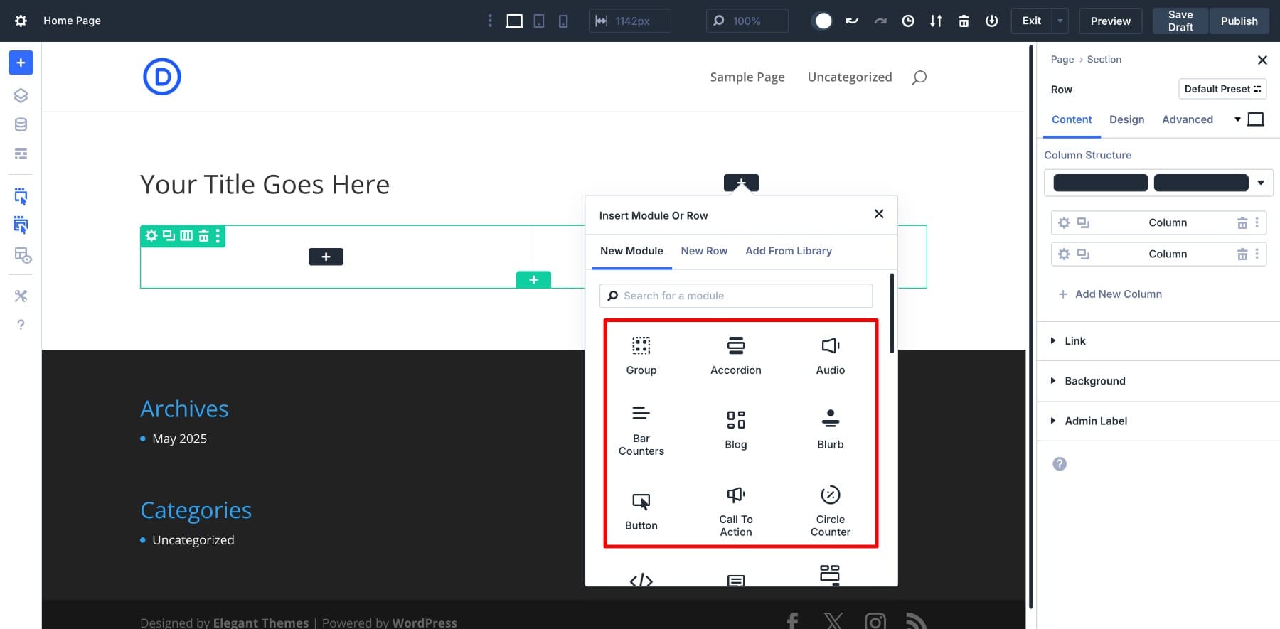 Modul Konten di Divi 5
