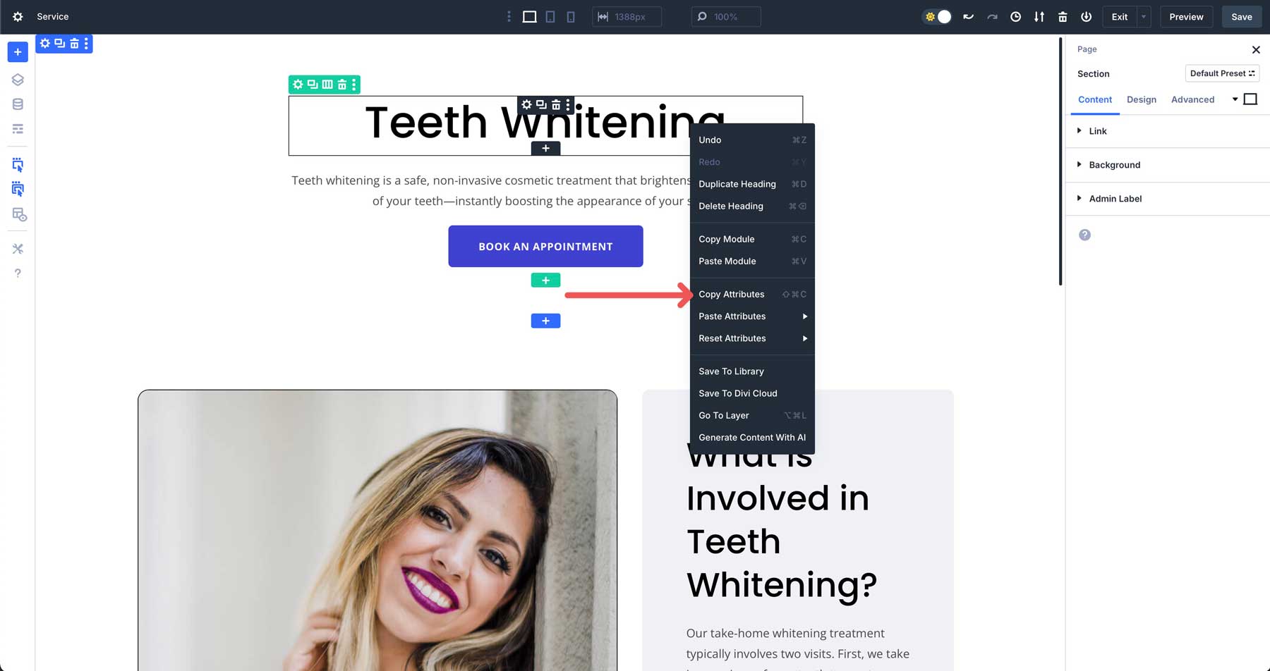 Copiar atributos en Divi 5