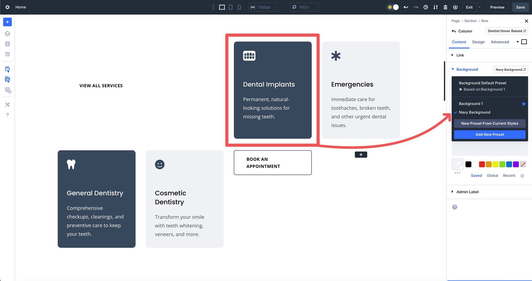 Presets del grupo de opciones en Divi 5