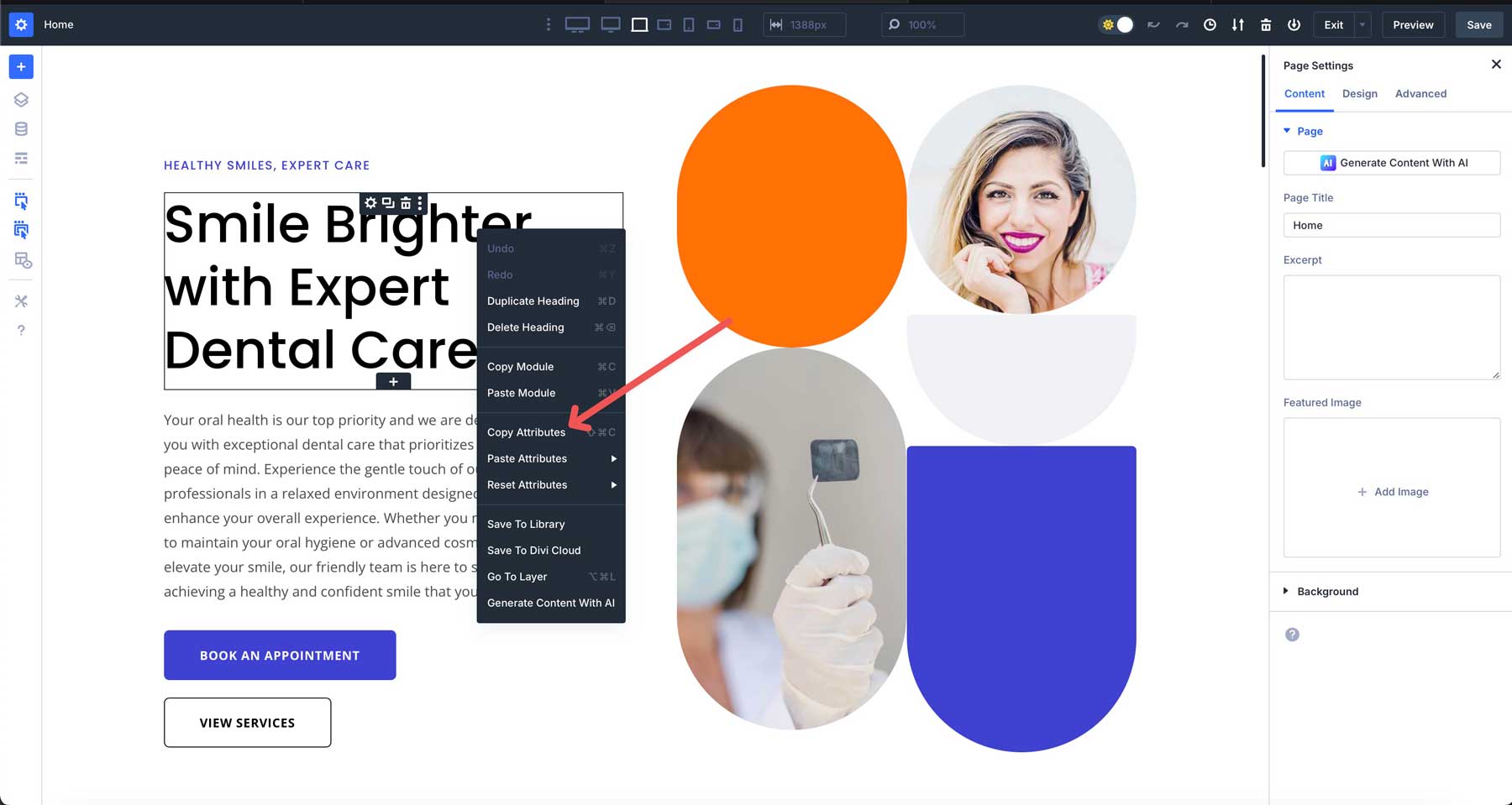 Copiar atributos en Divi 5