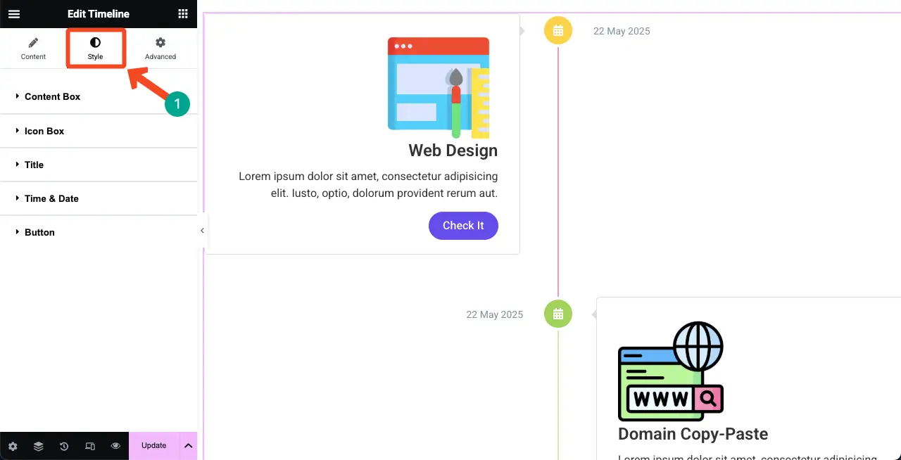 Stylize the Verticle Timeline Widget