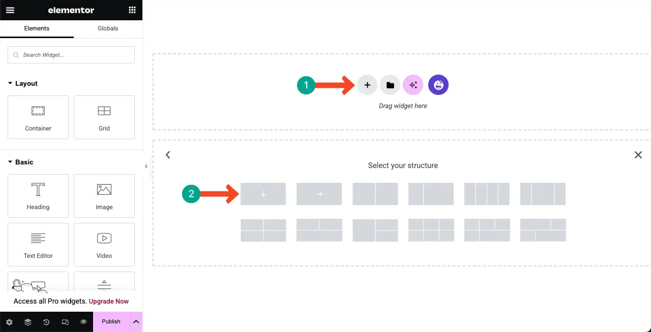 Create a new section to add widget