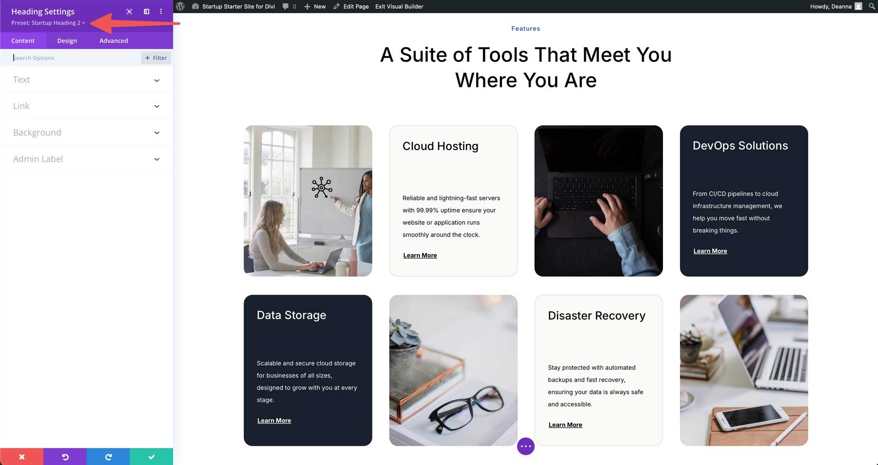 Situs starter startup untuk Divi