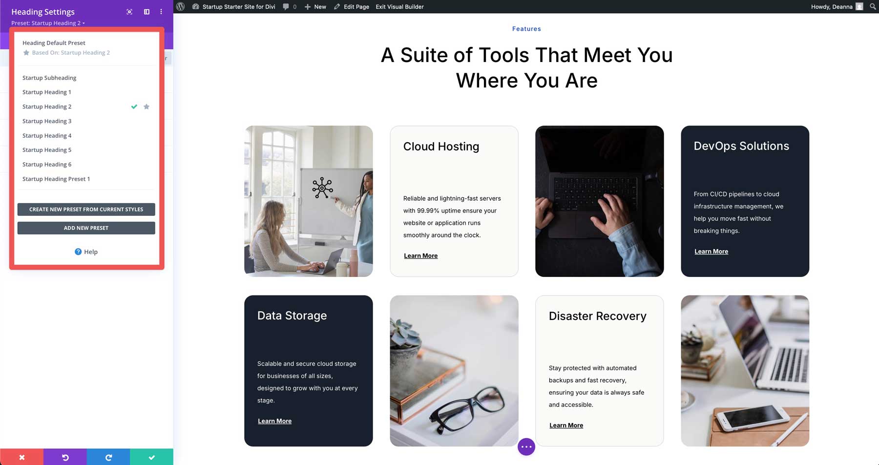 Situs starter startup untuk Divi