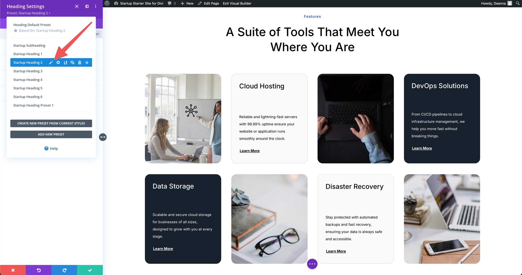 Situs starter startup untuk Divi