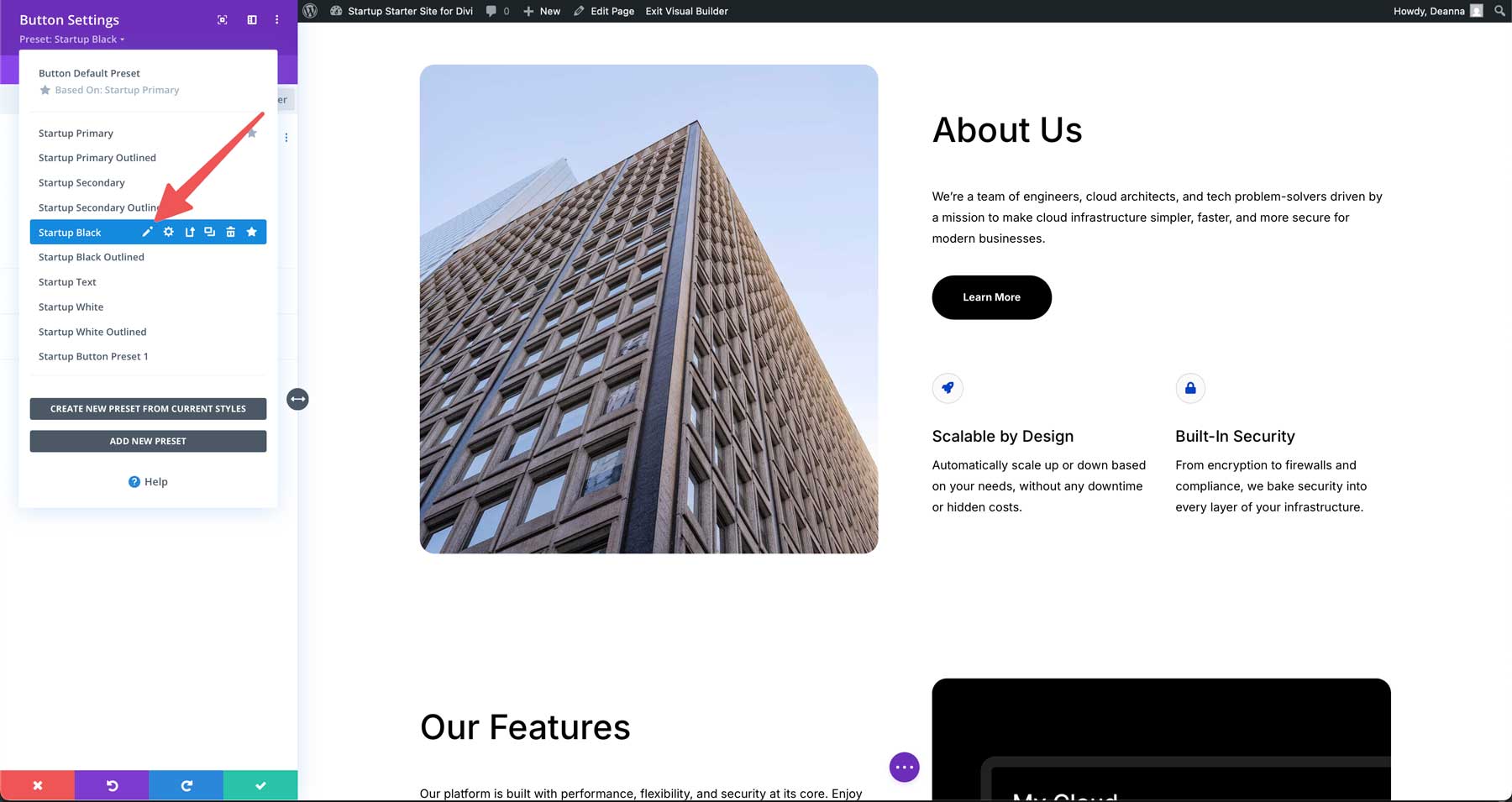 Situs starter startup untuk Divi