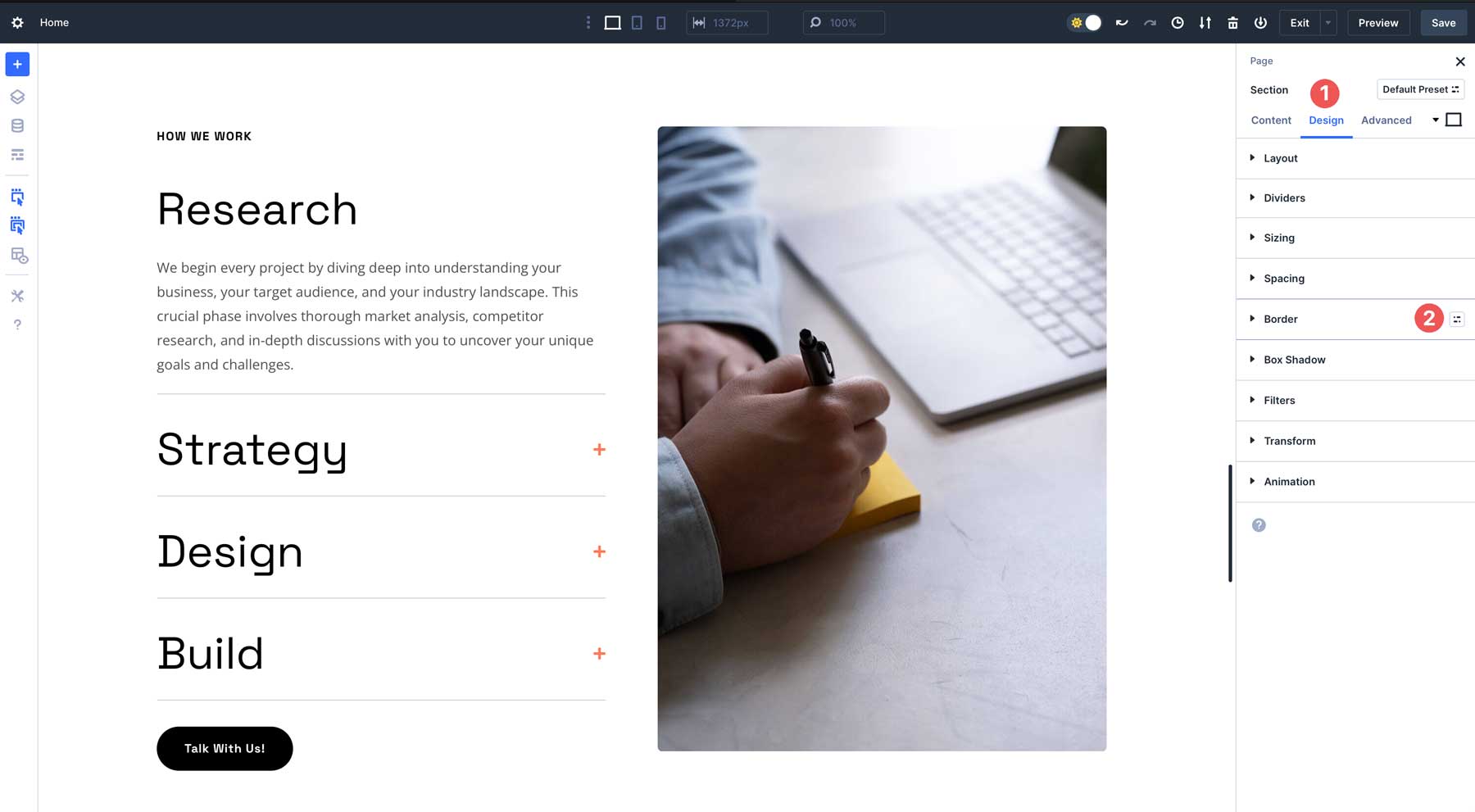 Presets del grupo de opciones en Divi 5