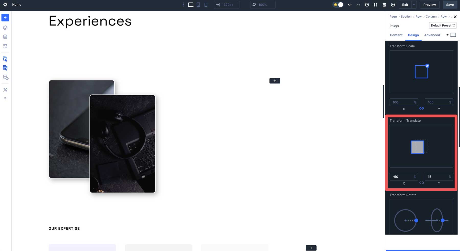 Presets del grupo de opciones en Divi 5