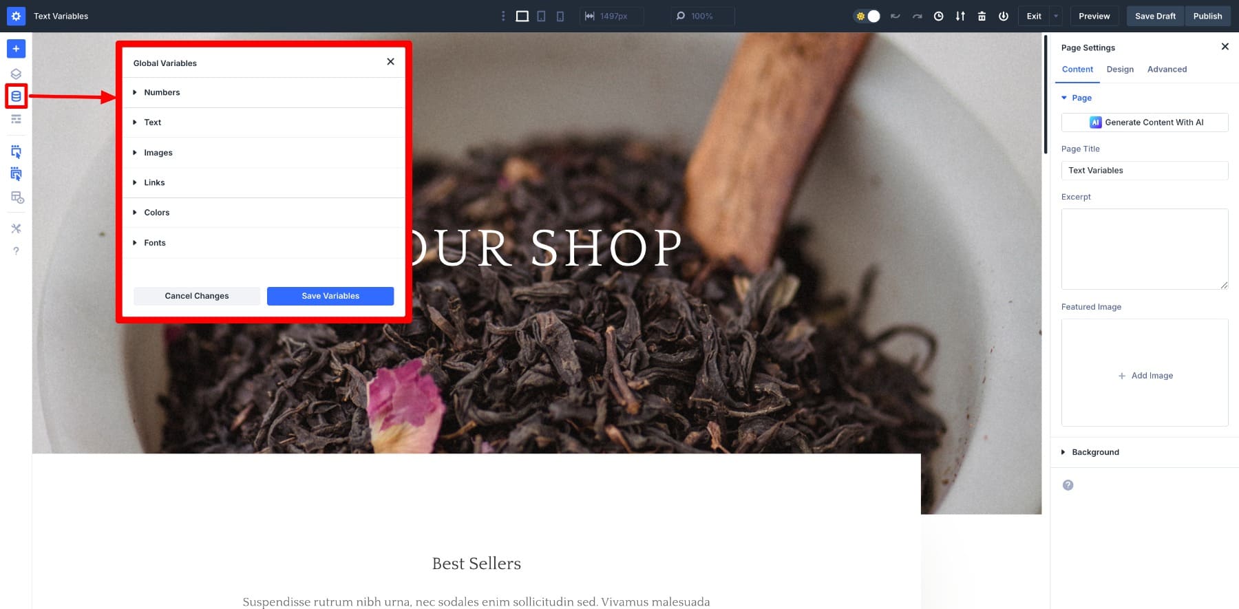 DIVI 5の変数マネージャー