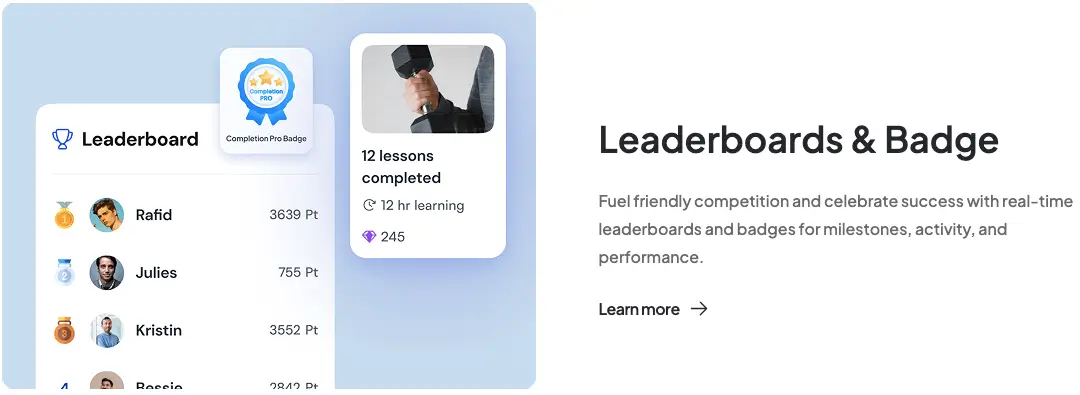 Klasioの紹介:コースクリエイター6の初心者向けLMS 6 Leaderboard of Klasio