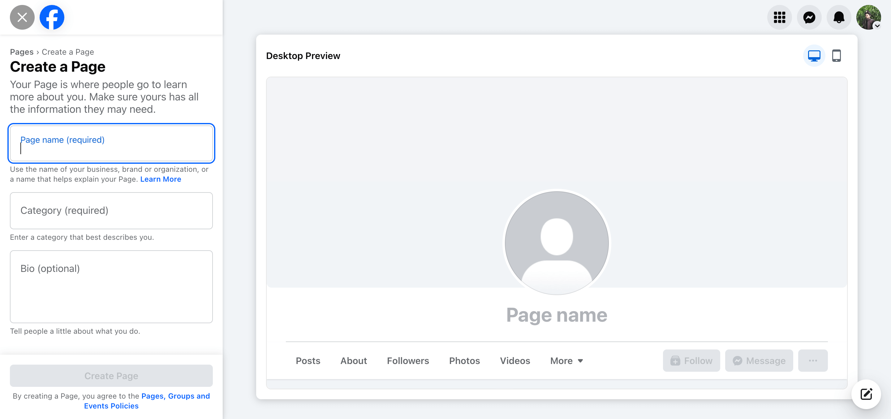 FBページの作成ステップ