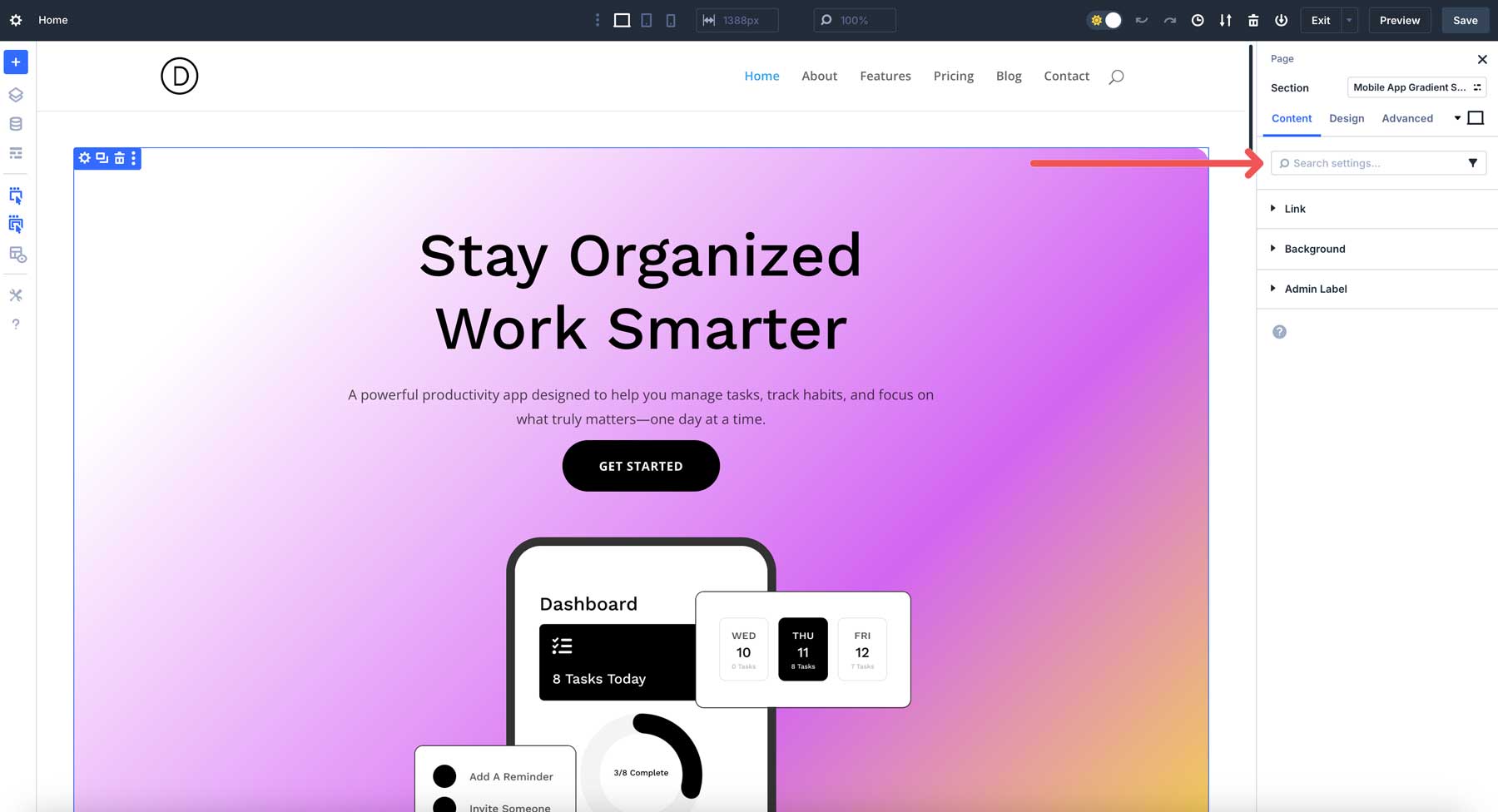DIVI 5設定検索とフィルタリング