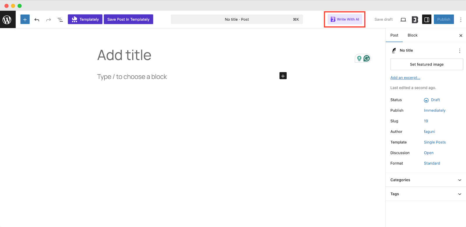 如何配置基本塊使用AI特徵寫並為帖子/頁面創建內容? 4 Create a Post or Page with AI
