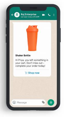Shaker şişesi ile whatsapp sepeti hatırlatıcısı