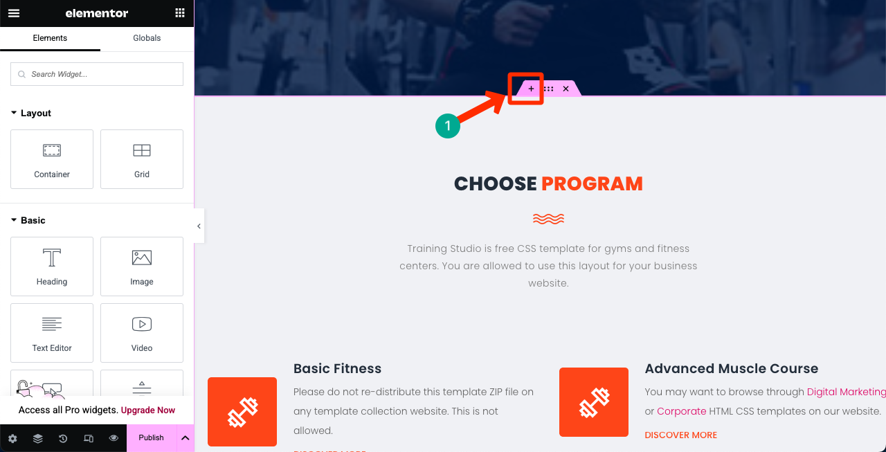 Create a New Section to Add the Text Scroll Widget