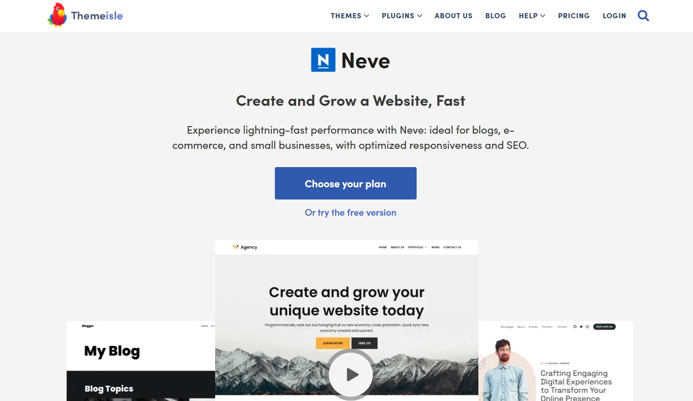 Neve- 빠른 및 가벼운 WordPress 테마
