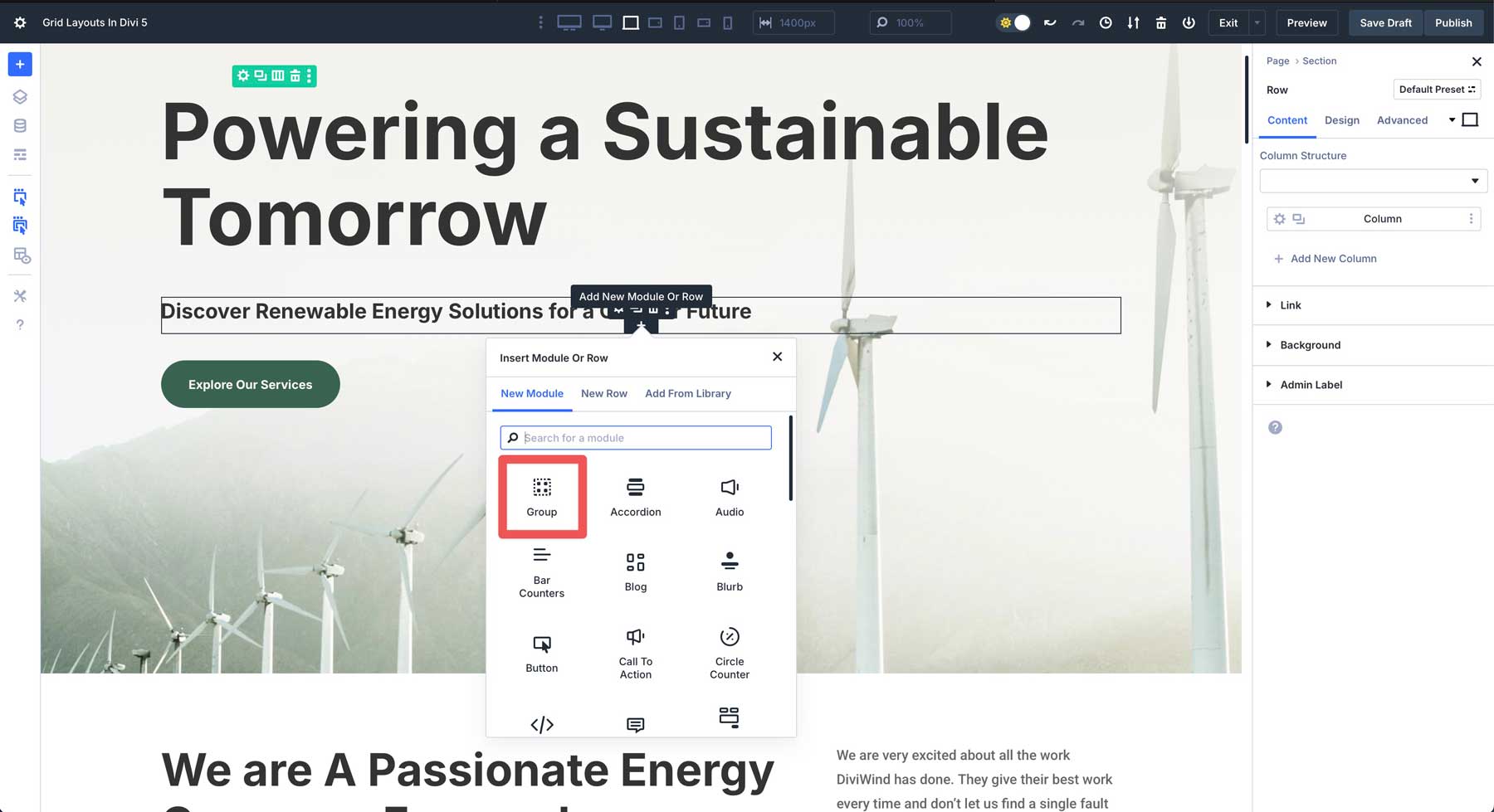 DIVI 5モジュールグループ