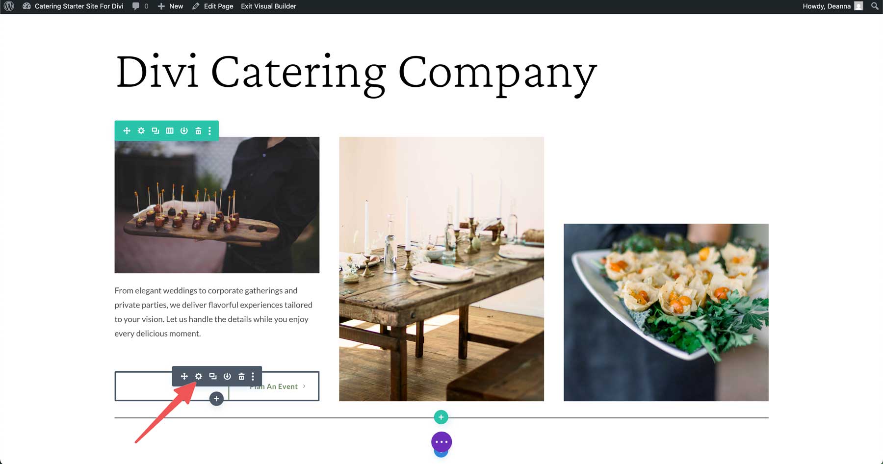 Diviのケータリングスターターサイト