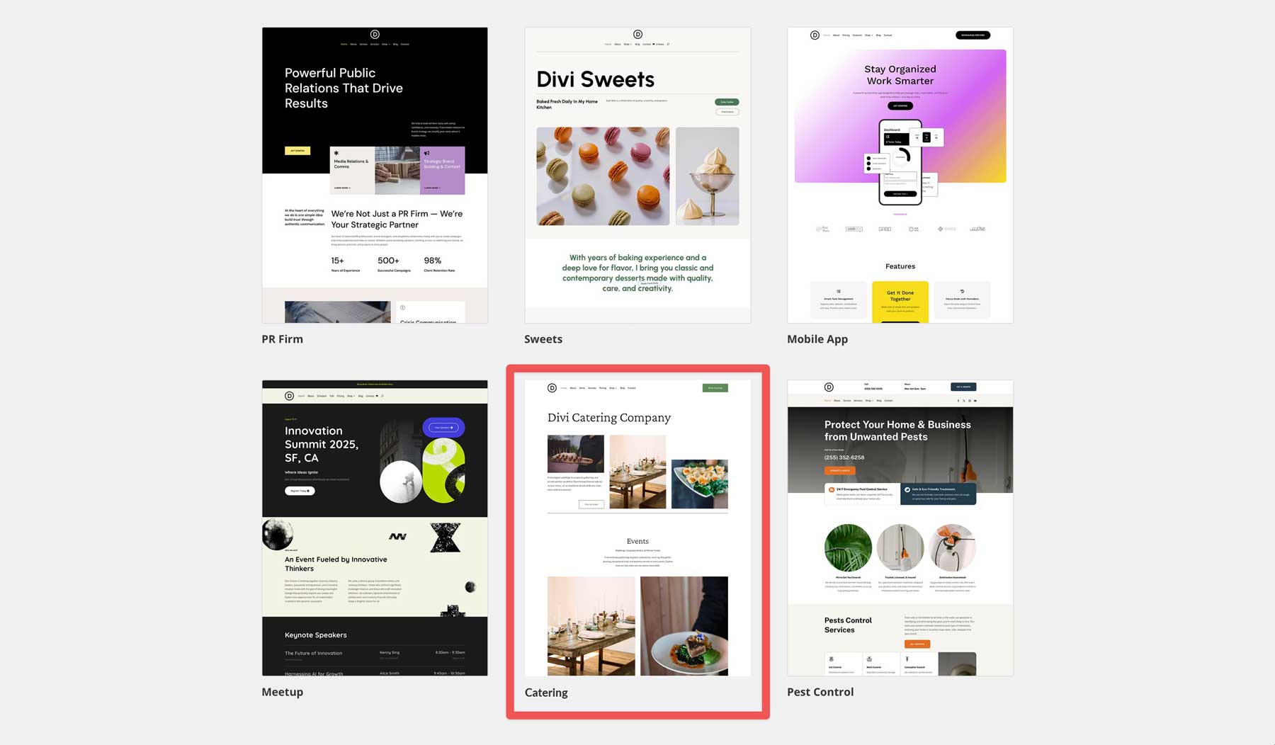 Diviのケータリングスターターサイト