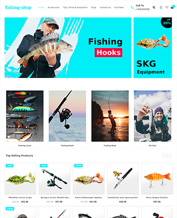 最佳WooCommerce主题具有演示内容75 fishing shop demo