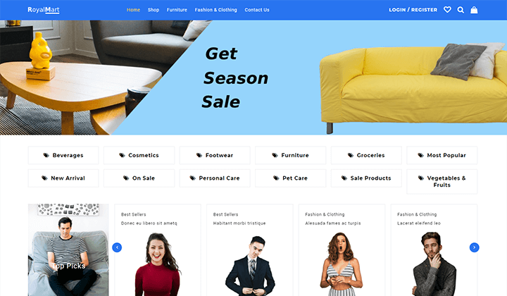 具有演示内容的最佳WooCommerce主题62 royal-marketplace
