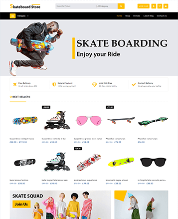 具有演示内容的最佳WooCommerce主题56 skateboard store