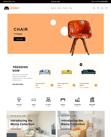具有演示内容的最佳WooCommerce主题17 Interior Design Furniture Store theme template
