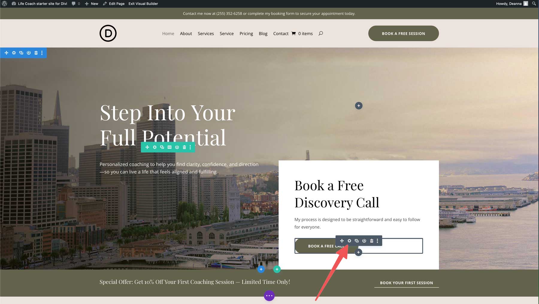 Divi için Life Coach başlangıç ​​sitesi