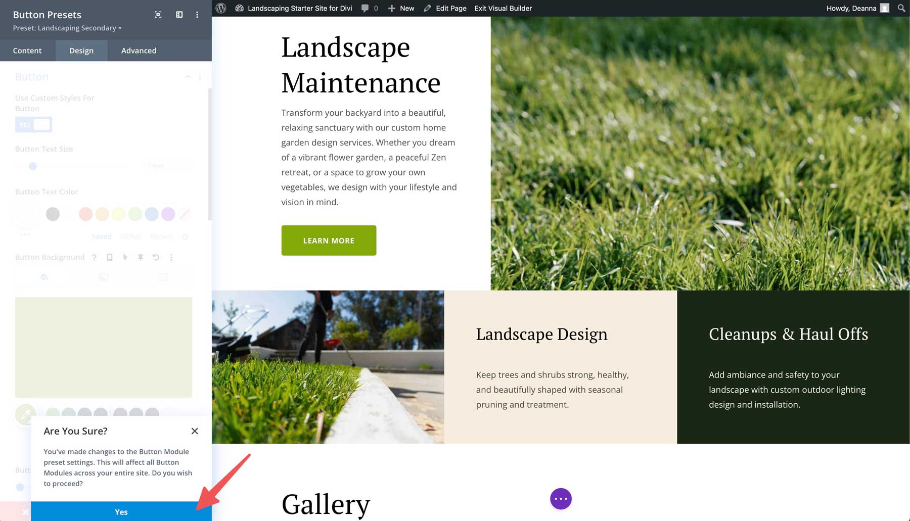 Landschaftsgestaltung Starter Site für Divi