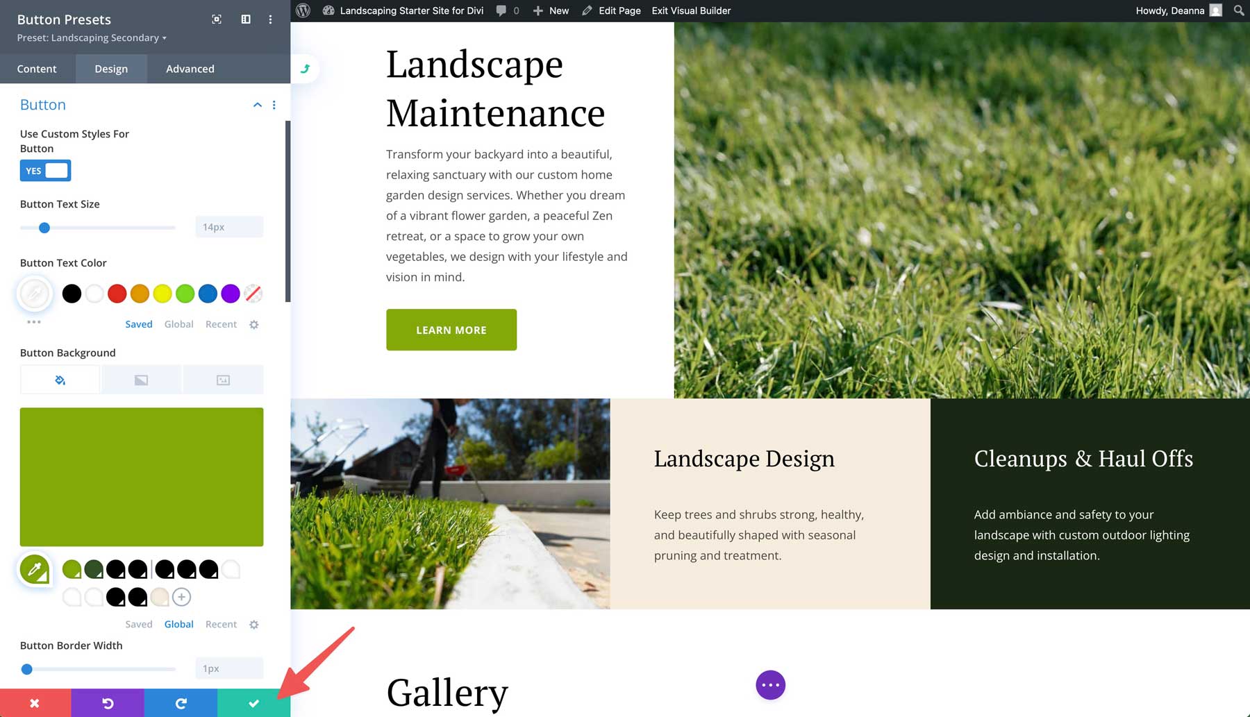 Landschaftsgestaltung Starter Site für Divi